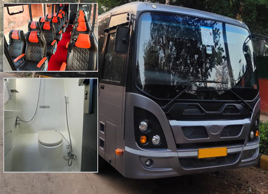 14 seater marcopolo imported mini coach with toilet washroom shower heater fridge