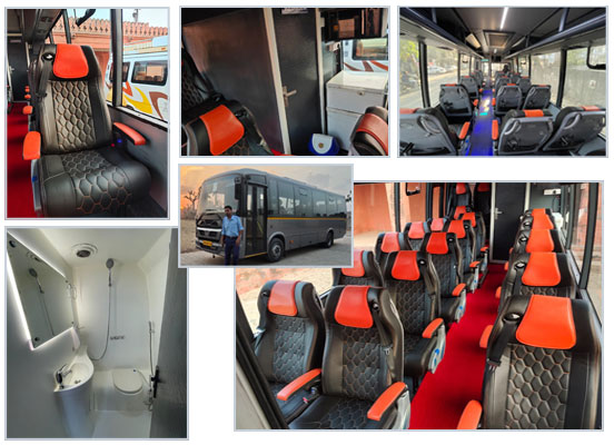 16 seater marcopolo imported mini coach with toilet washroom shower heater fridge