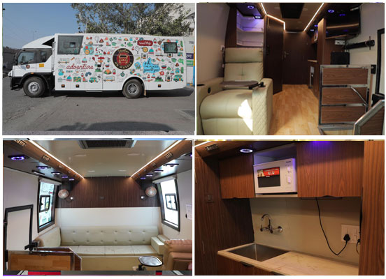 8 seater luxury caravan with toilet washroom kitchen modification and builders in delhi