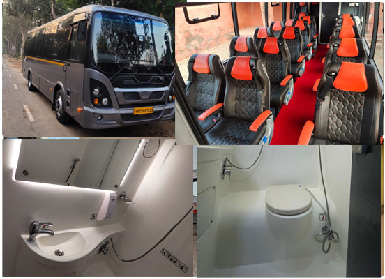 9 seater new force traveller caravan with toilet washroom kitchen modifications in delhi